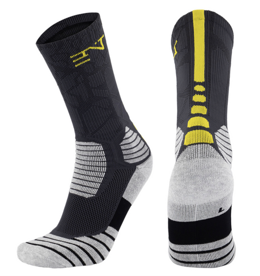 PATTERNED ENTITLED SOCKS - Charcoal/Yellow