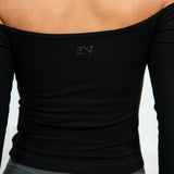 BLACK OFF THE SHOULDER LONG SLEEVE