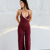BURGUNDY WIDE LEG PANTS