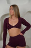 WINE LONG SLEEVE AALIA CROP.
