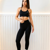 JET BLACK SEAMLESS SCRUNCH LEGGINGS