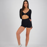 JET BLACK LONG SLEEVE AALIA CROP