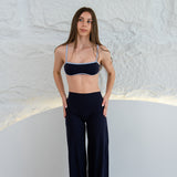 NAVY WIDE LEG PANTS.