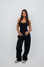 JET BLACK STRAIGHT LEG TRACKPANTS