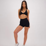 JET BLACK SEAMLESS SCRUNCH SHORTS
