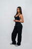 JET BLACK STRAIGHT LEG TRACKPANTS