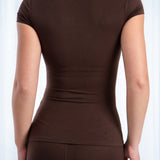 CHOCOLATE CAP SLEEVE TEE.
