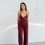 BURGUNDY WIDE LEG PANTS