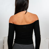 BLACK OFF THE SHOULDER LONG SLEEVE
