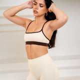RACERBACK SUPPORTIVE CROP (BUTTERMILK X CHOCOLATE).