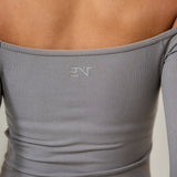 LIGHT GREY OFF THE SHOULDER LONG SLEEVE