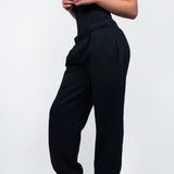 JET BLACK STRAIGHT LEG TRACKPANTS