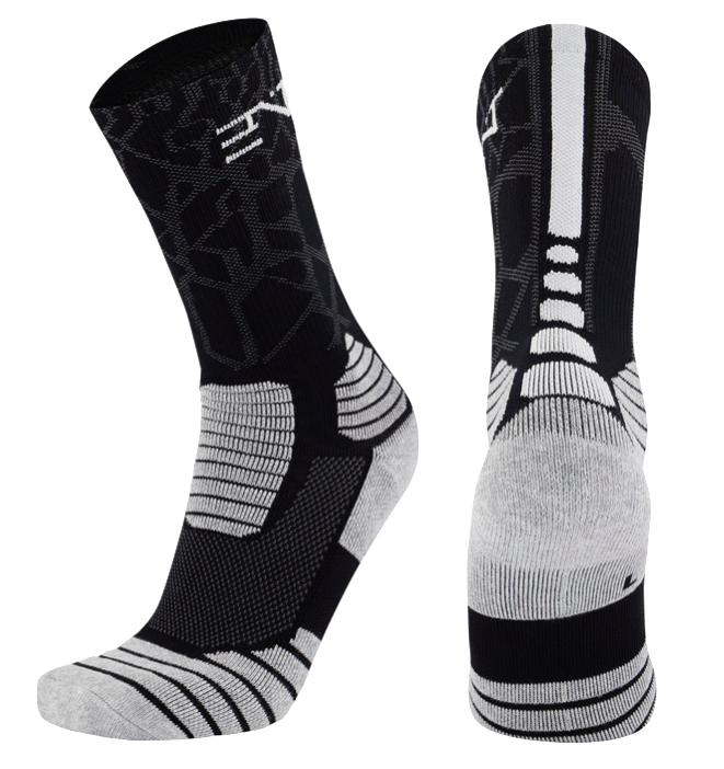 6PK PATTERNED ENTITLED SOCKS - Black/White/Red