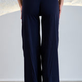 NAVY WIDE LEG PANTS.