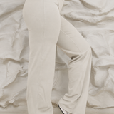 IVORY STRAIGHT LEG PANTS.