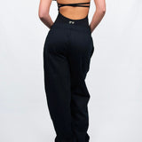 JET BLACK STRAIGHT LEG TRACKPANTS
