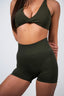 OLIVE SEAMLESS SCRUNCH SHORTS