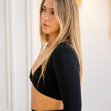 JET BLACK LONG SLEEVE AALIA CROP
