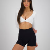 WHITE LONG SLEEVE AALIA CROP