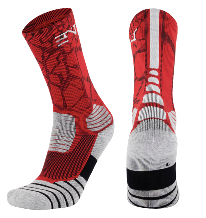3PK PATTERNED ENTITLED SOCKS - Mustang Red/White