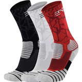 3PK PATTERNED ENTITLED SOCKS - Black/White/Red
