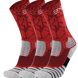 3PK PATTERNED ENTITLED SOCKS - Mustang Red/White