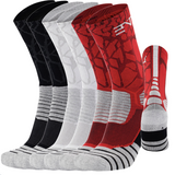 6PK PATTERNED ENTITLED SOCKS - Black/White/Red
