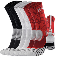 6PK PATTERNED ENTITLED SOCKS - Black/White/Red