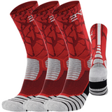 3PK PATTERNED ENTITLED SOCKS - Mustang Red/White