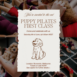 EARLY BIRD RELEASE - PUPPY PILATES EVENT IN BRUNSWICK (SATURDAY 6th JUNE 9:30AM CLASS)