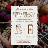 PUPPY PILATES EVENT IN BRUNSWICK (FRIDAY 31st JULY 7:30PM CLASS)