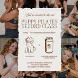 PUPPY PILATES EVENT IN BRUNSWICK (FRIDAY 11th SEPTEMBER 6:00PM CLASS)