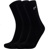 3PK JET BLACK ENT CREW SOCKS